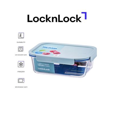 LocknLock Clear Glass Rectangular 380ml Mint - Durable, Airtight, Heat-Resistant Food Storage Container