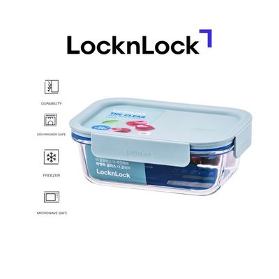 LocknLock Clear Glass Rectangular 1L Mint - Durable, Airtight, Heat-Resistant Food Storage Container