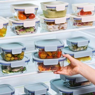 LocknLock Clear Glass Rectangular 2L White - Durable, Airtight, Heat-Resistant Food Storage Container