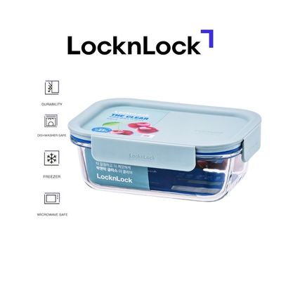 LocknLock Clear Glass Rectangular 2L Mint - Durable, Airtight, Heat-Resistant Food Storage Container