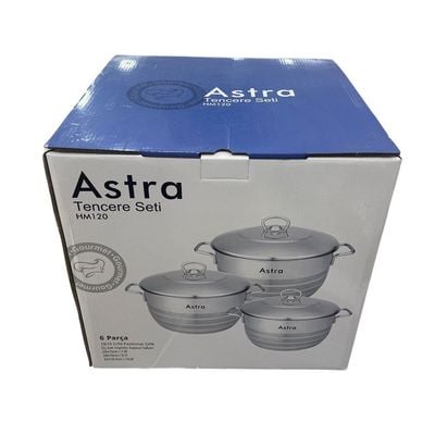 6-Piece Astra Cookware Set - 18/10 Cr-Ni Stainless Steel - 3 Deep Pots  (26+28+32cm)