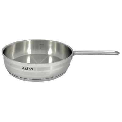 Astra Premium Frypan 26x6.5cm - 3.4 Liter Capacity -26/6.5 Cr-Ni Stainless Steel - Silver