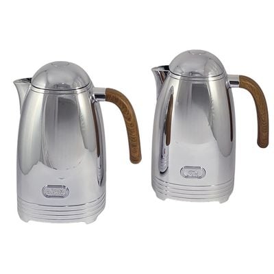 2-Piece Tea & Coffee Flask - 0.7 Liter & 1 Liter Capacity - Glass Inner - ABS Body - Silver