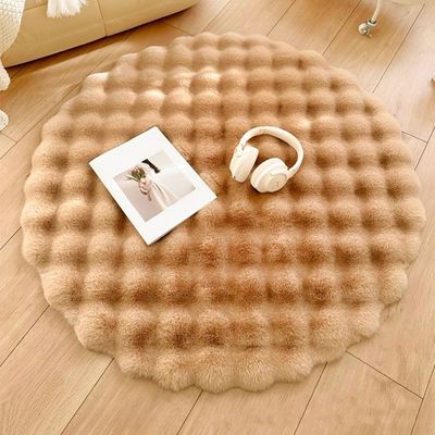 Round Rabbit Fur Floor Mat – Soft Plush Rug for Living Room & Bedroom, (Size - 90CM)