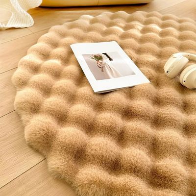 Round Rabbit Fur Floor Mat – Soft Plush Rug for Living Room & Bedroom, (Size - 90CM)