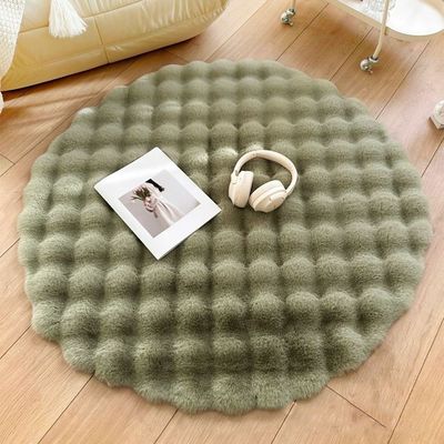 Round Rabbit Fur Floor Mat – Soft Plush Rug for Living Room & Bedroom, (Size - 90CM)