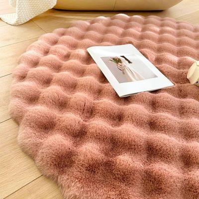 Round Rabbit Fur Floor Mat – Soft Plush Rug for Living Room & Bedroom, (Size - 90CM)