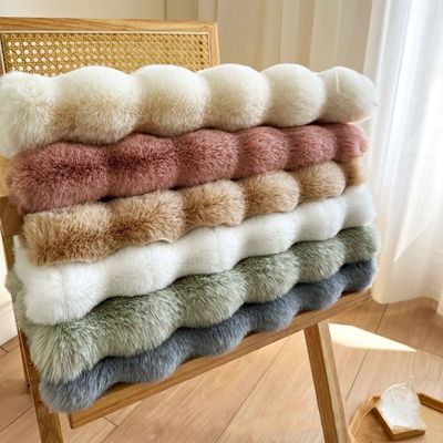 Square Plush Chair Pad - Thick Rabbit Fur Seat Cushion  (Size - 40 x 40CM)