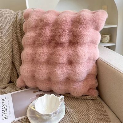 Plush Rabbit Fur Cushion Cover –  Pillow Cover for Throw Pillow (Size - 40 x 40CM)