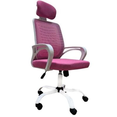 Desk Chair Office Chair for Home Height Adjustable HIGH Back Mesh Computer Chair with Lumbar Support Mesh Swivel Computer Office Ergonomic Executive Chair (With Head Rest, PINK)