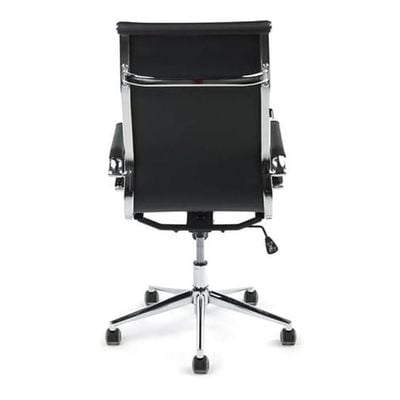 Modern Executive Office Chair, Black Leather, Swivel (Black, High Back)