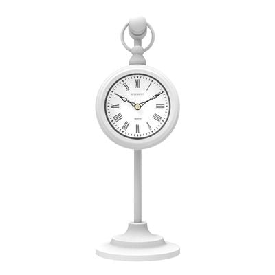 Stand Metal Table Clock 6010W / Silent Silky Move / White Color