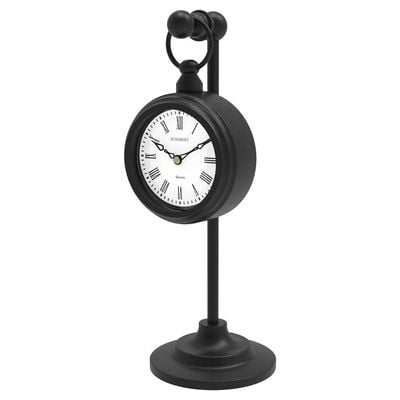 Stand Metal Table Clock 6010BW / Silent Silky Move / Black Color