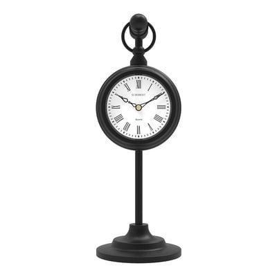 Stand Metal Table Clock 6010BW / Silent Silky Move / Black Color