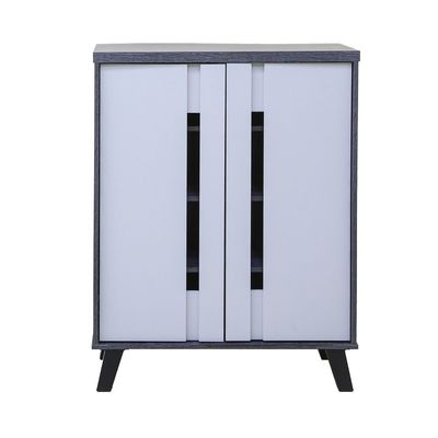 Two-Tone Shoe Cabinet with 3 Shelves, Ample Storage, and Stylish Design – Modern Entryway or Bedroom Organizer with Smooth Hinged Doors and Plastic Legs