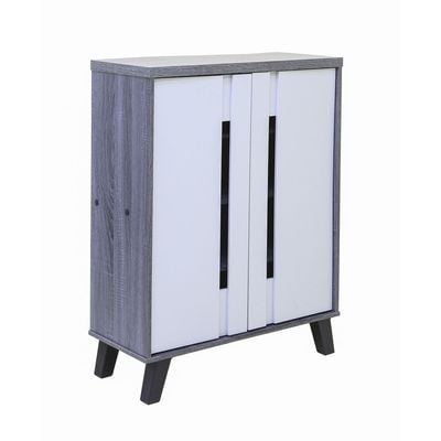 Two-Tone Shoe Cabinet with 3 Shelves, Ample Storage, and Stylish Design – Modern Entryway or Bedroom Organizer with Smooth Hinged Doors and Plastic Legs