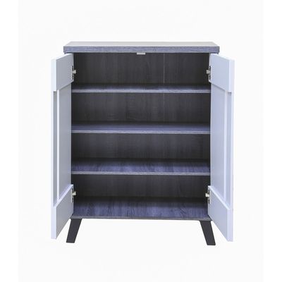 Two-Tone Shoe Cabinet with 3 Shelves, Ample Storage, and Stylish Design – Modern Entryway or Bedroom Organizer with Smooth Hinged Doors and Plastic Legs