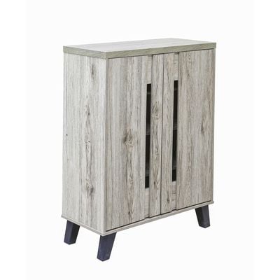 Modern Two-Door Shoe Cabinet – Durable Particle Board with 3 Shelves & Stable Plastic Legs