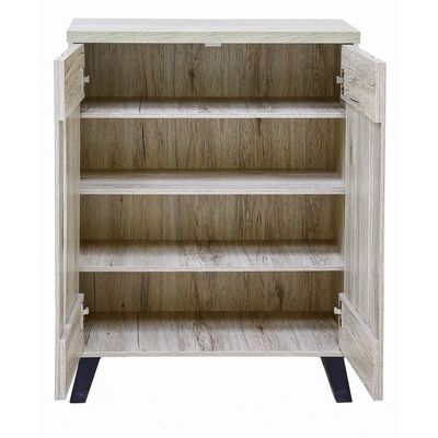 Modern Two-Door Shoe Cabinet – Durable Particle Board with 3 Shelves & Stable Plastic Legs