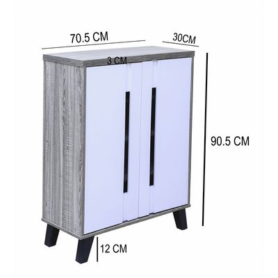 Stylish Two-Tone Shoe Cabinet with 3 Shelves – Compact Entryway or Bedroom Shoe Storage with Handle-Free Design and Sturdy Plastic Legs