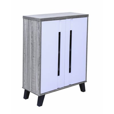 Stylish Two-Tone Shoe Cabinet with 3 Shelves – Compact Entryway or Bedroom Shoe Storage with Handle-Free Design and Sturdy Plastic Legs
