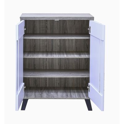 Stylish Two-Tone Shoe Cabinet with 3 Shelves – Compact Entryway or Bedroom Shoe Storage with Handle-Free Design and Sturdy Plastic Legs