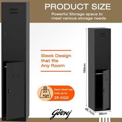 Godrej 2 Door Steel Locker with Heavy-Duty Construction, Spacious Storage, and Scratch-Resistant Black Finish