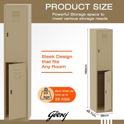 Godrej 2 Door Steel Locker with Heavy-Duty Construction, Spacious Storage, and Scratch-Resistant Beige Finish