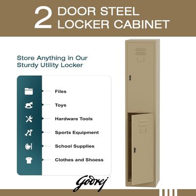 Godrej 2 Door Steel Locker with Heavy-Duty Construction, Spacious Storage, and Scratch-Resistant Beige Finish