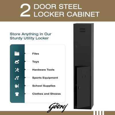 Godrej Digital 2 Door Locker with Advanced Touch Screen Lock, Heavy-Gauge Steel, and Sleek Black Finish