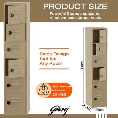Godrej Digital 6 Door Locker with Advanced Touch Screen Lock, Heavy-Gauge Steel, and Sleek Beige Finish