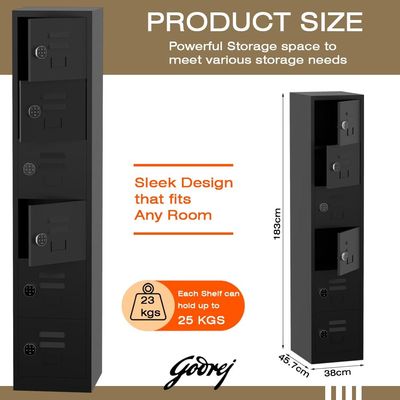 Godrej Digital 6 Door Locker with Advanced Touch Screen Lock, Heavy-Gauge Steel, and Sleek Black Finish