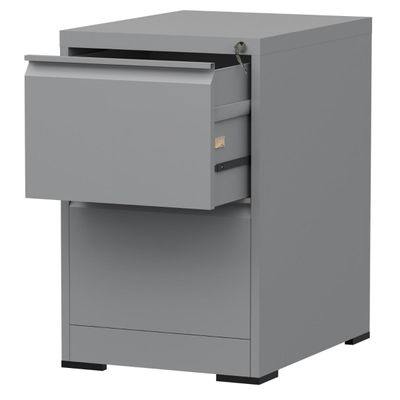 Godrej 2 Drawer Steel Filing Cabinet with Secure Lock, Heavy-Gauge Steel, and Grey Powder-Coated Finish