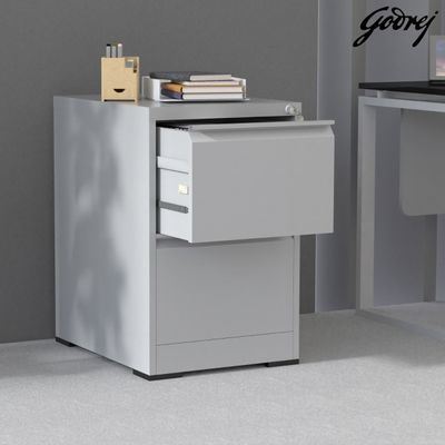 Godrej 2 Drawer Steel Filing Cabinet with Secure Lock, Heavy-Gauge Steel, and Grey Powder-Coated Finish
