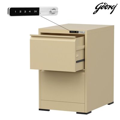 Godrej 2 Drawer Digital Filing Cabinet with Touch Screen Lock, Heavy-Duty Steel, and Scratch-Resistant Beige Finish