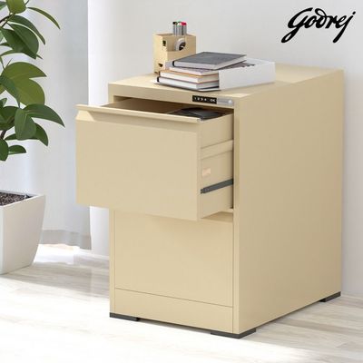 Godrej 2 Drawer Digital Filing Cabinet with Touch Screen Lock, Heavy-Duty Steel, and Scratch-Resistant Beige Finish