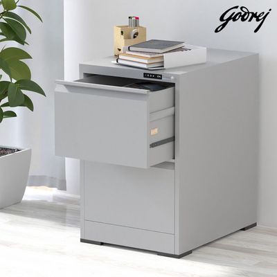 Godrej 2 Drawer Digital Filing Cabinet with Touch Screen Lock, Heavy-Duty Steel, and Scratch-Resistant Grey Finish