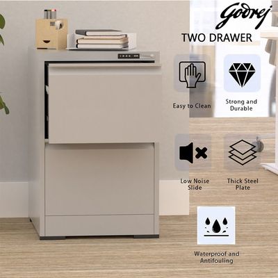 Godrej 2 Drawer Digital Filing Cabinet with Touch Screen Lock, Heavy-Duty Steel, and Scratch-Resistant Grey Finish