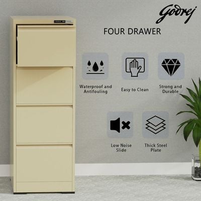 Godrej 4 Drawer Digital Filing Cabinet with Touch Screen Lock, Heavy-Duty Steel, and Scratch-Resistant Beige Finish