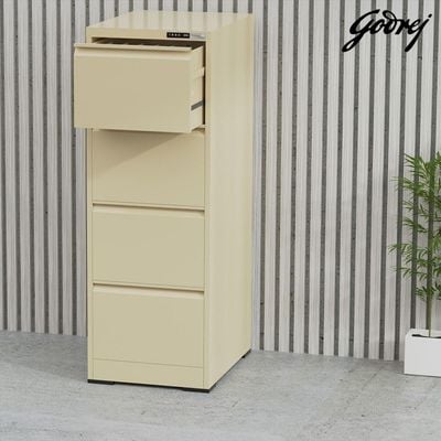 Godrej 4 Drawer Digital Filing Cabinet with Touch Screen Lock, Heavy-Duty Steel, and Scratch-Resistant Beige Finish