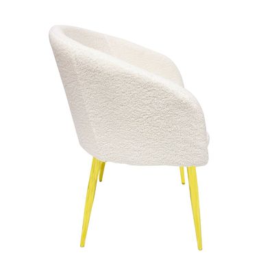 Maple Home Dining Chair Boucle Fabric Backrest Rounded Armrest Metal Legs Lamb Wool Padded Seat Living Kitchen OfficeLounge Restaurants Furniture