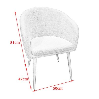 Maple Home Dining Chair Boucle Fabric Backrest Rounded Armrest Metal Legs Lamb Wool Padded Seat Living Kitchen OfficeLounge Restaurants Furniture