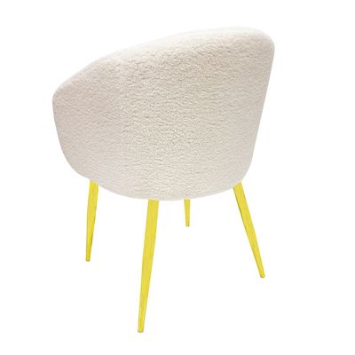 Maple Home Dining Chair Boucle Fabric Backrest Rounded Armrest Metal Legs Lamb Wool Padded Seat Living Kitchen OfficeLounge Restaurants Furniture