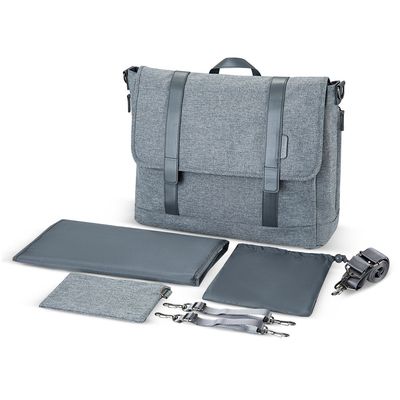 Little Story Dad's Diaper Bag w/ Changing Mat & Stroller Straps - Grey