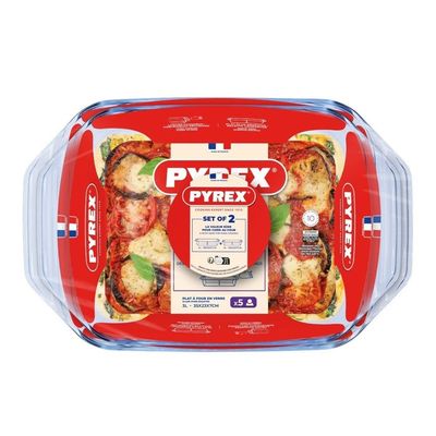 Pyrex Irresistible Rectangular Roaster Set (4L + 3L) - Oven, Microwave, Freezer, and Dishwasher Safe
