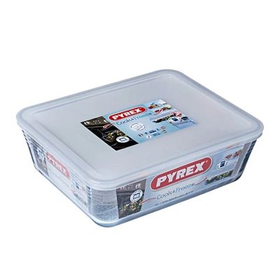 Pyrex Cook&Freeze 0.8L Rectangular Glass Dish with Lid - Oven, Microwave, Freezer & Dishwasher Safe