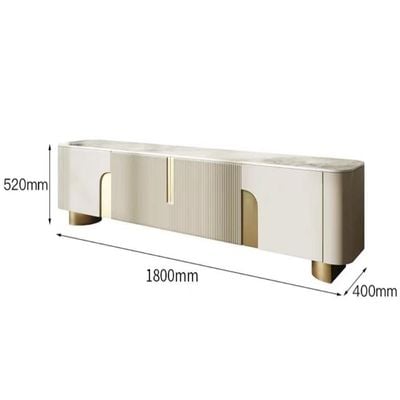 Modern Luxury Tv Table Beige And Golden Accent 180Cm