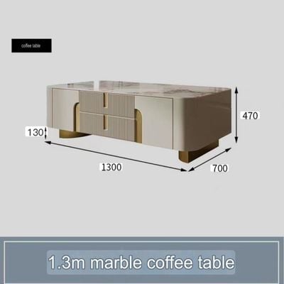 Modern Luxury Tv And Coffee Tables Set Beige And Golden Accent 180Cm