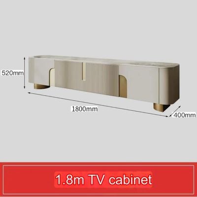 Modern Luxury Tv And Coffee Tables Set Beige And Golden Accent 180Cm