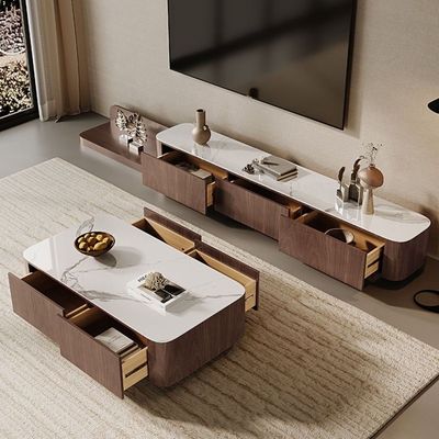 Luxury Tv And Coffee Tables Set Wooden Accent 200Cm